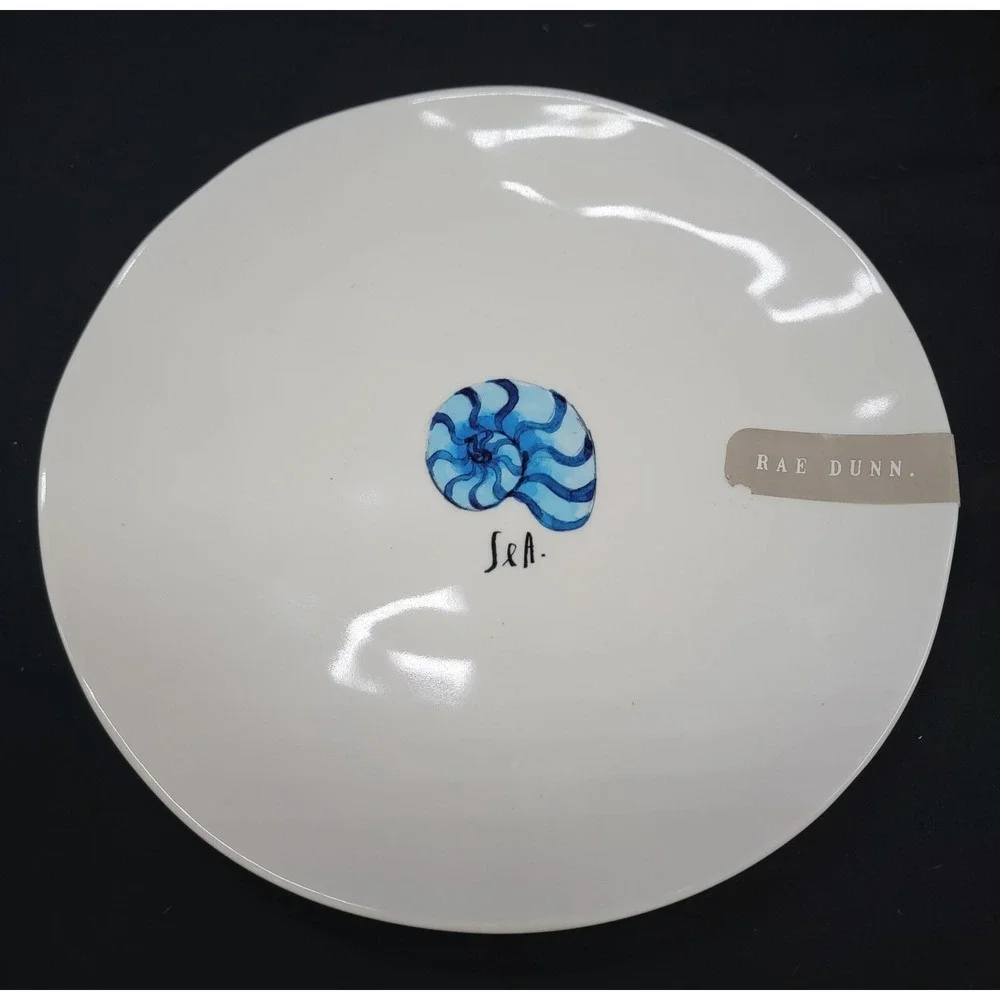 Beach Theme Melamine Snack Dessert Plates Set Sea Shells Pool Dishes Rae Dunn
